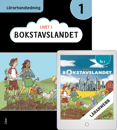 Omslag: Livet i Bokstavslandet 1 Lärarhandledning med Lärarwebb