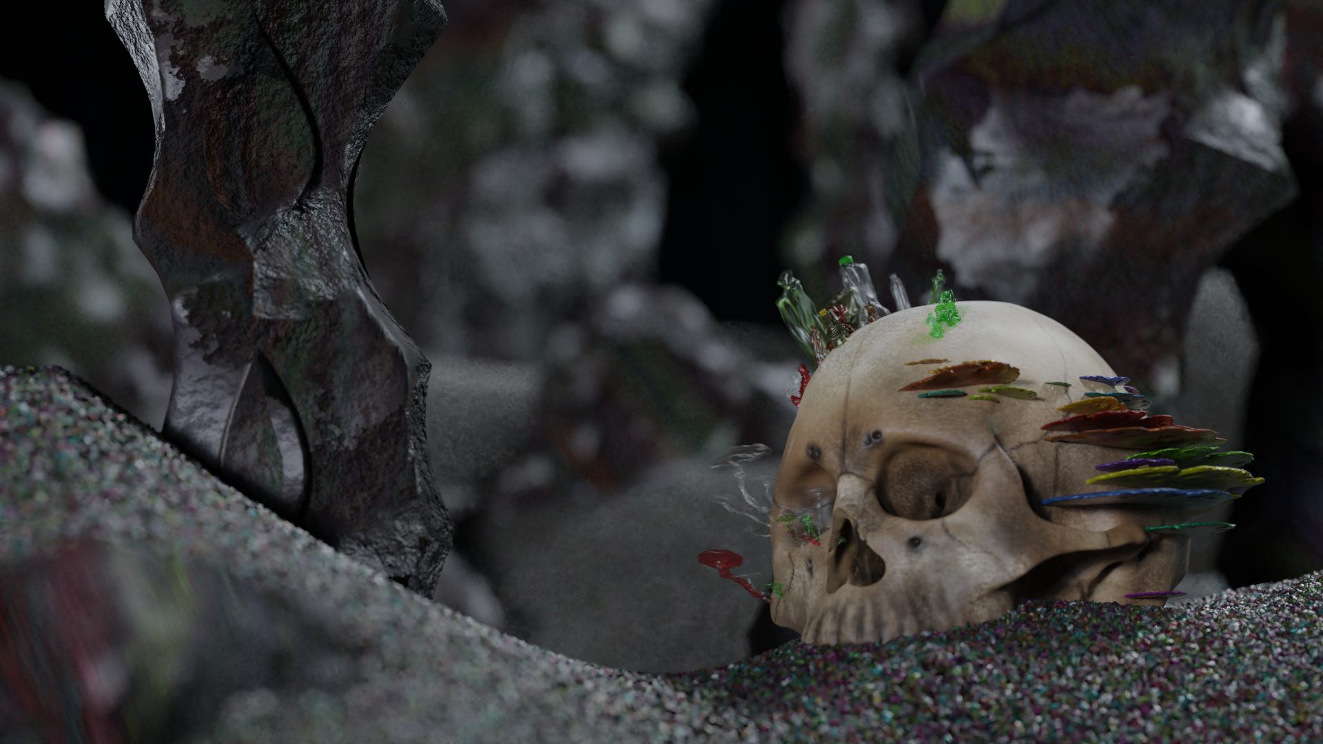 Mushrooms and Skull s19