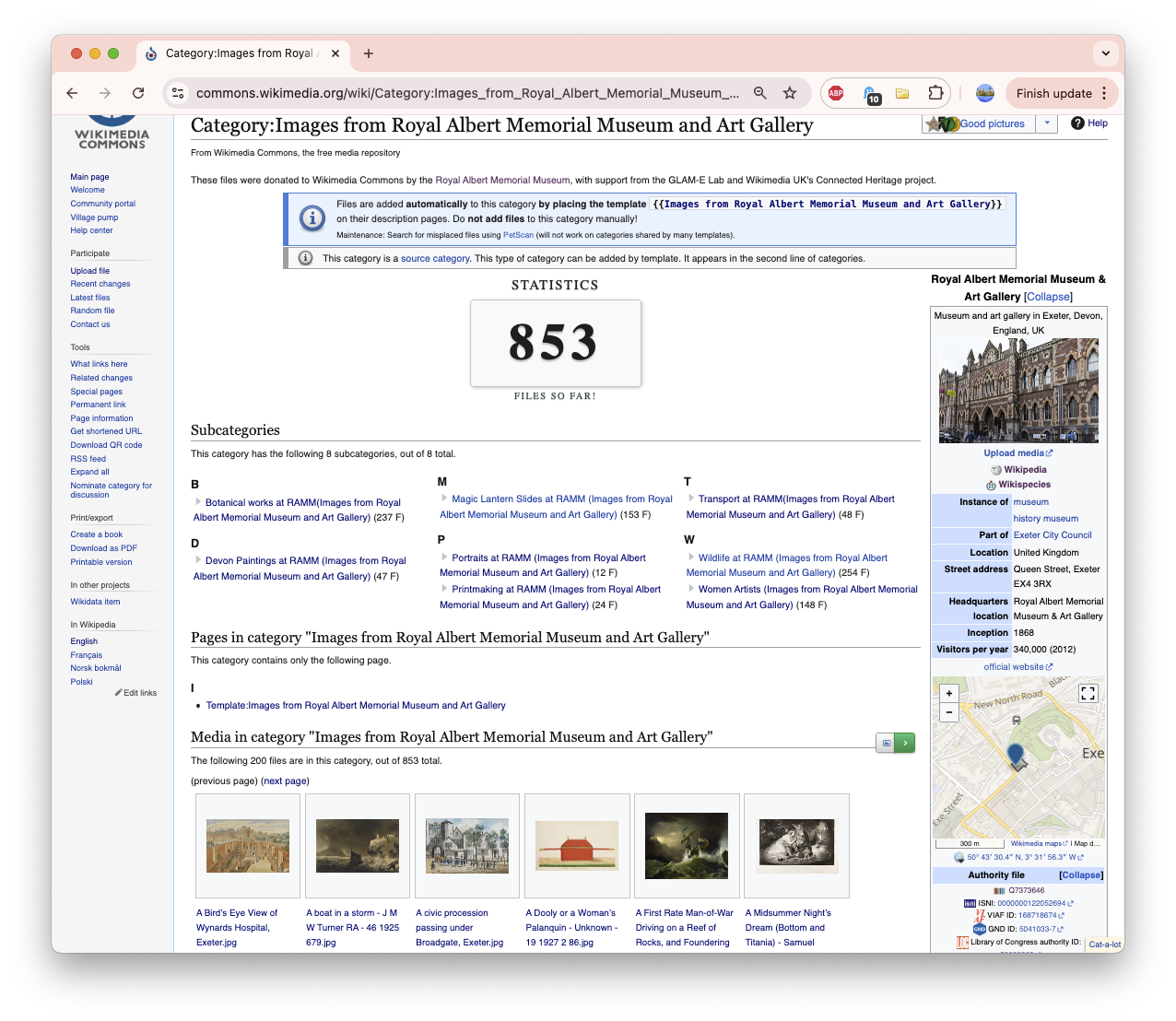 screenshot of wikidata category page