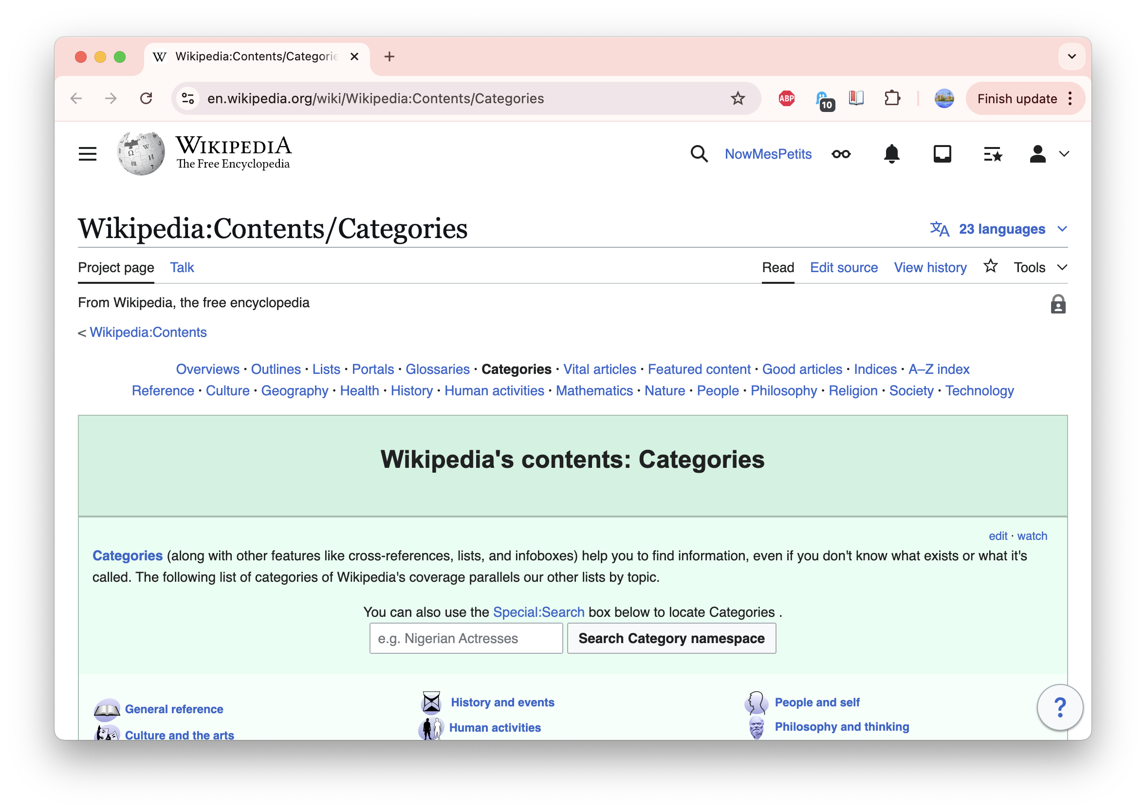 screenshot of wikipedia category page