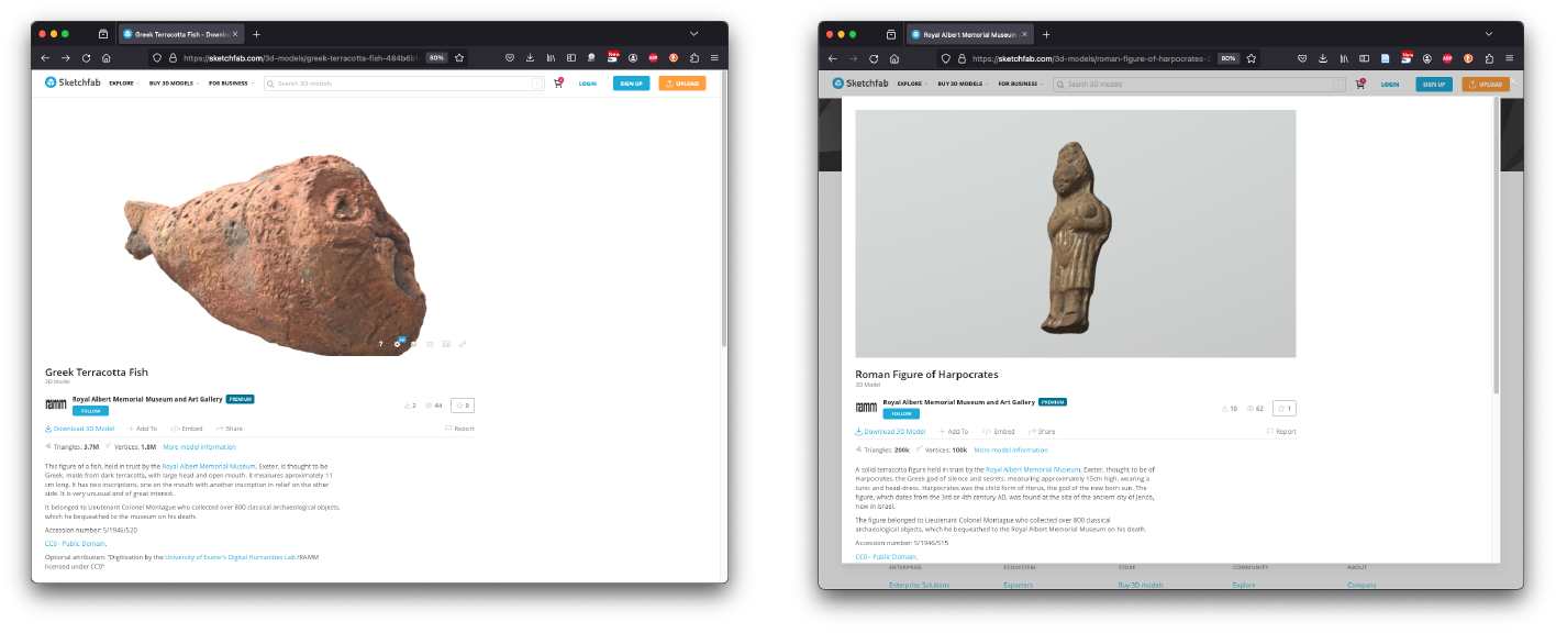 RAMM’s CC0 3D digitisations on Sketchfab
