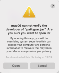 screenshot of security warning