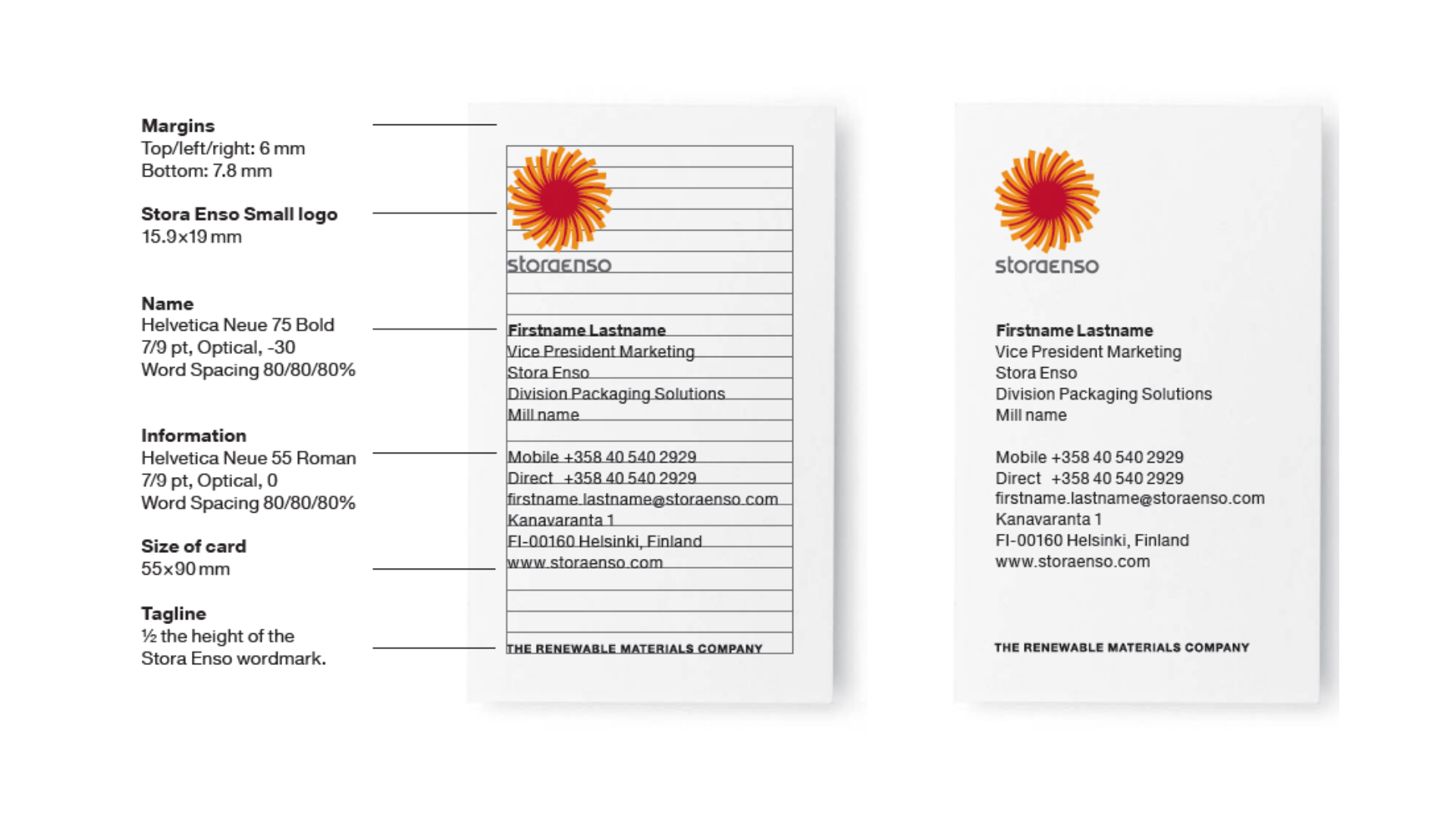 Stora Enso business card