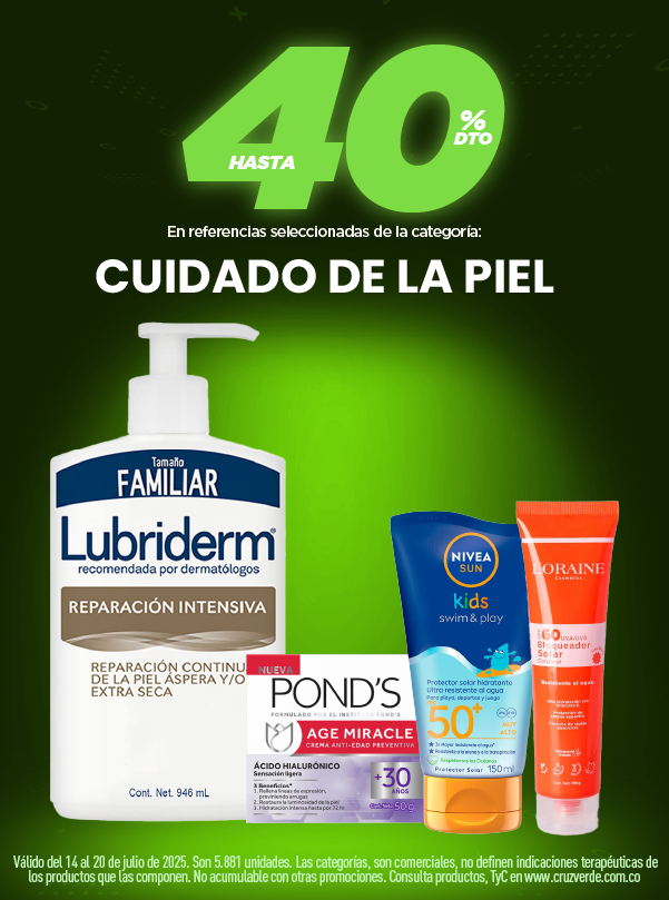 Productos para en cuidado piel en cruz verde 