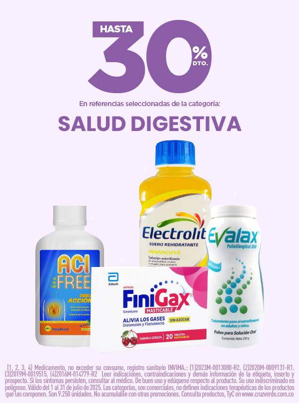 Productos para la digestion en cruz verde oferta en digestivos