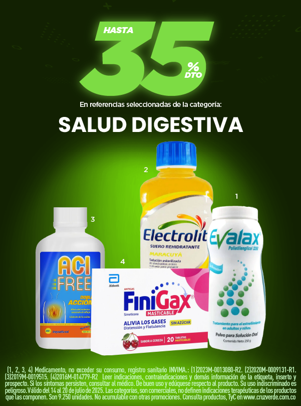 Productos para la digestion en cruz verde oferta en digestivos