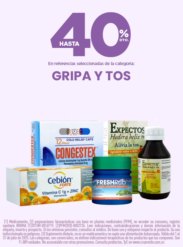 productos gripa y tos en cruz verde