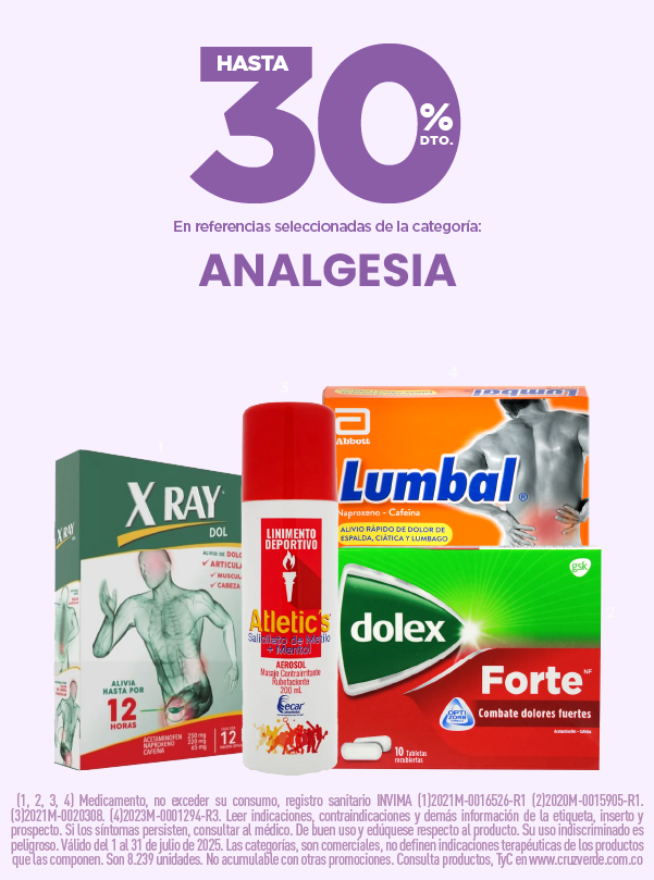 productos analgesia en cruz verde