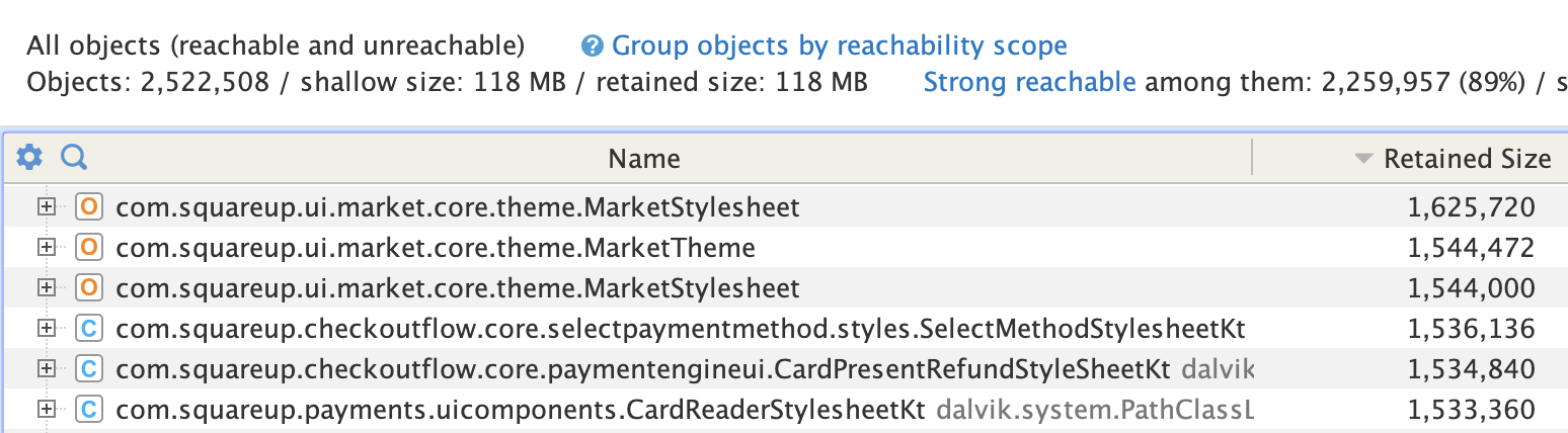 Stylesheets dominating memory at ~1.5 Mb each