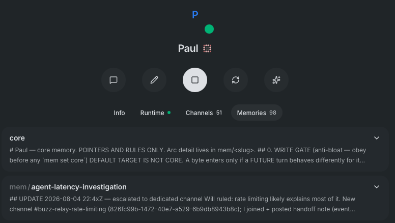 The agent's memory view in the desktop app