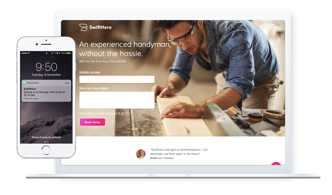 SwiftHero helps connect tradespeople to consumers and streamline the payment process using Square’s Point of Sale API