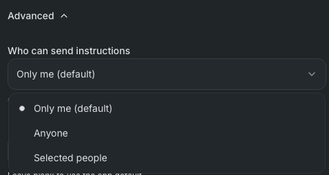 The respond-to setting β Only me, Selected people, Anyone