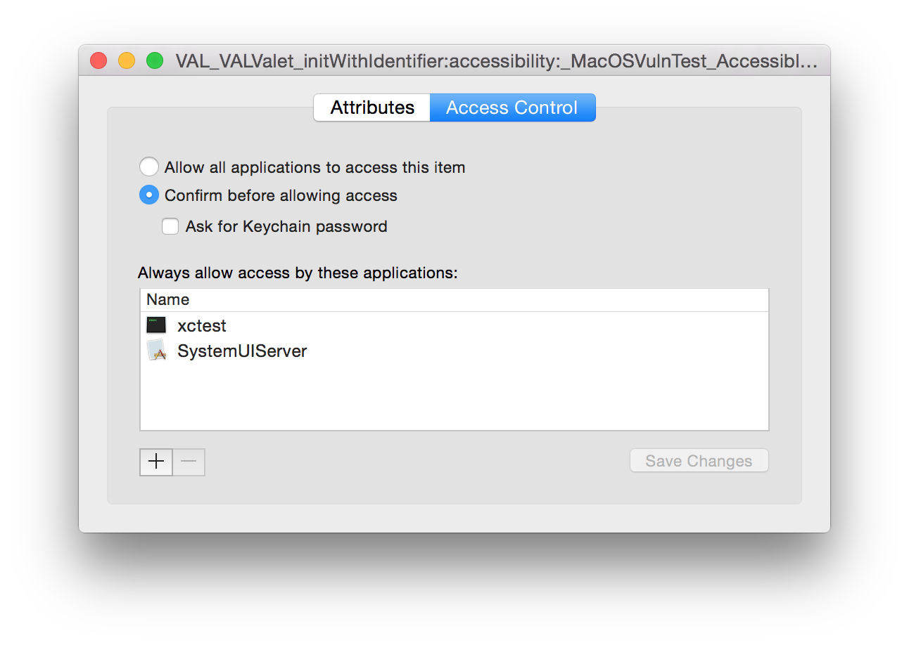 Valet Beats the OS X Keychain Access Control List Zero-Day Vulnerability
