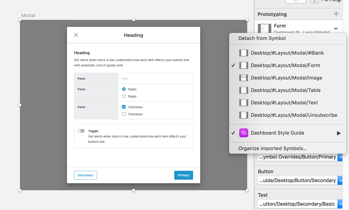 Jump between layouts quickly before selecting ‘Detaching from Symbol’ with the Inspector panel.