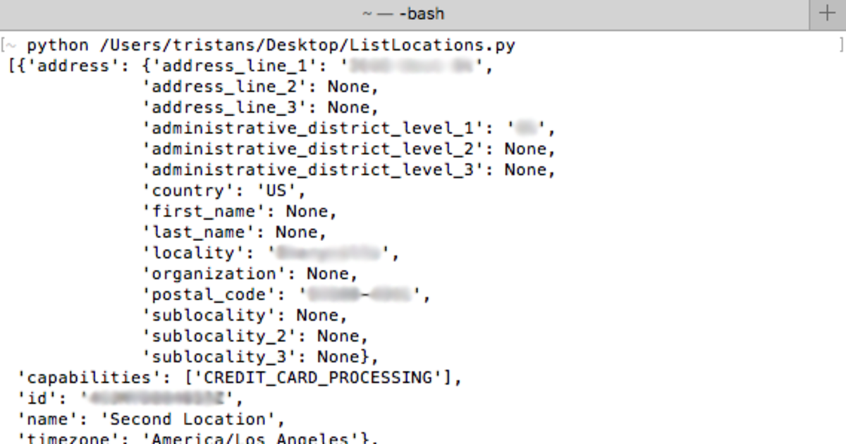 Listing your locations with Python | Square Corner Blog