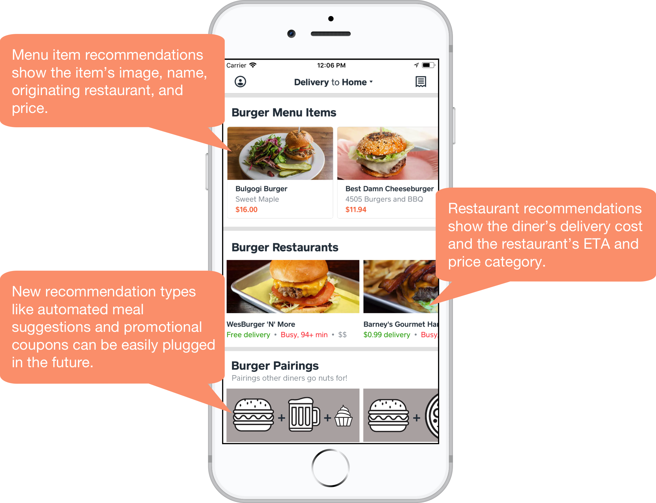 Recommendation content type examples.