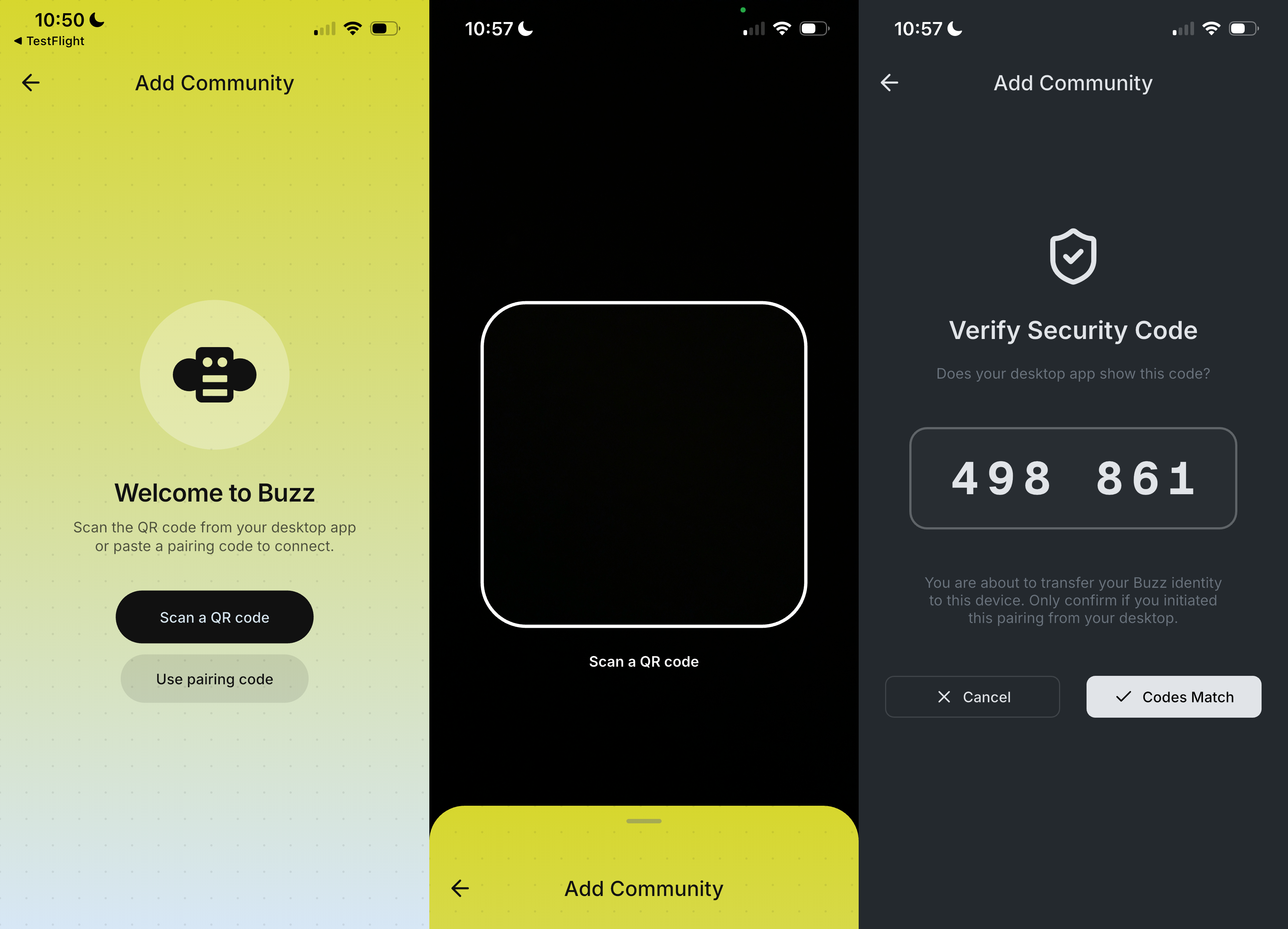 buzz mobile pairing flow
