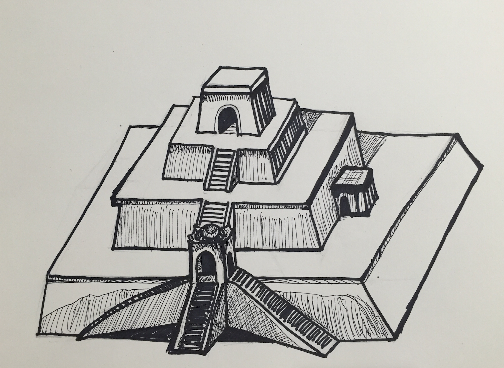 Easy Ziggurat Drawing