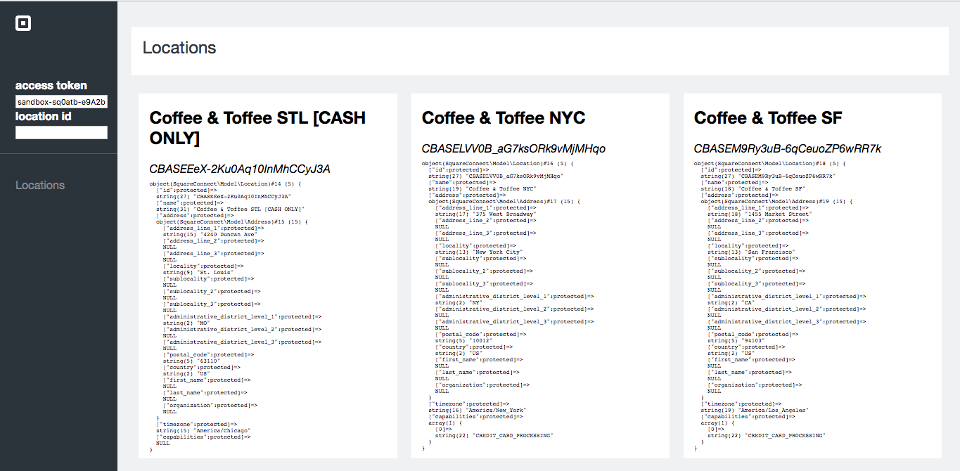 A dashboard for my sandbox locations