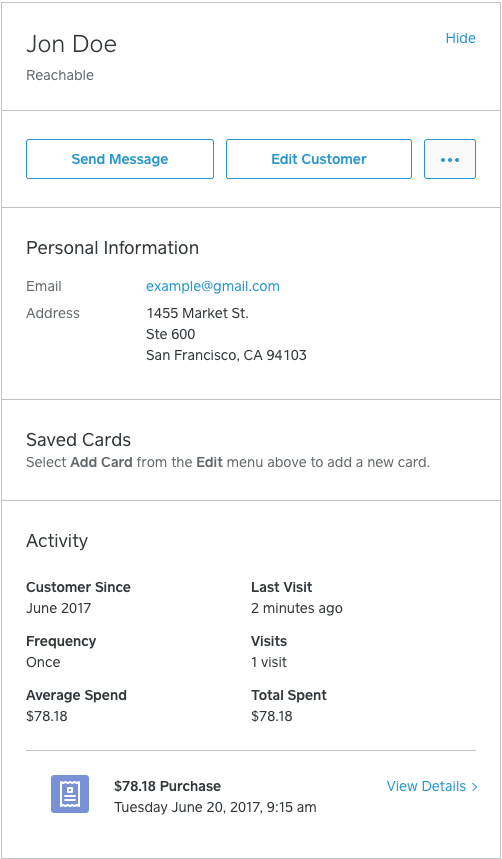 Customer data attached to transaction