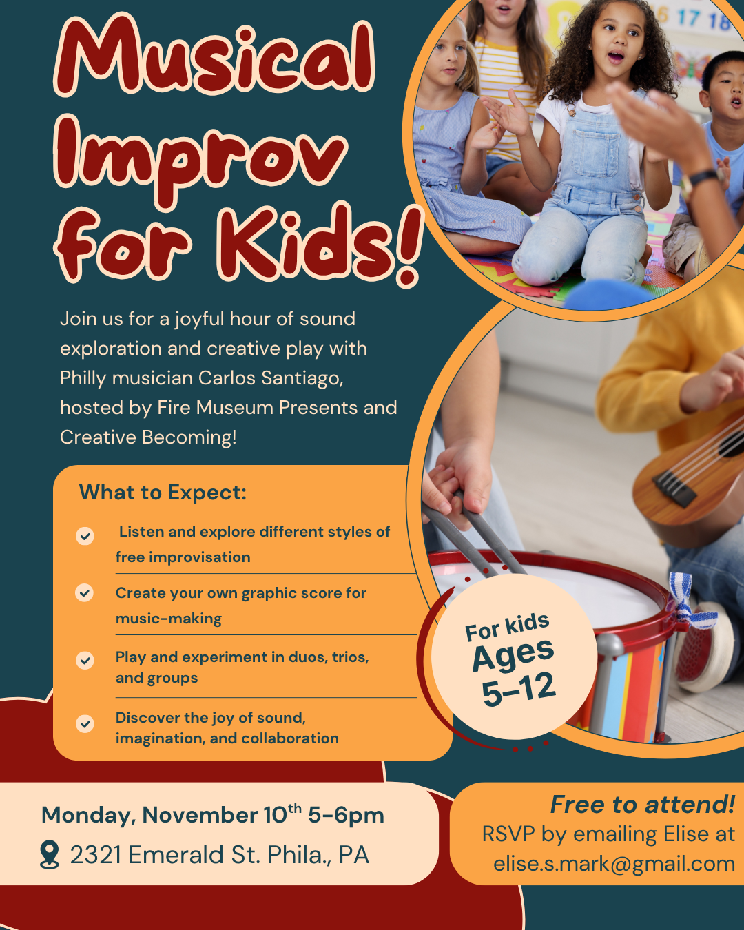 Improv Workshop for Kids presented by Fire Museum Presents and Creative Becoming with Carlos Santiago