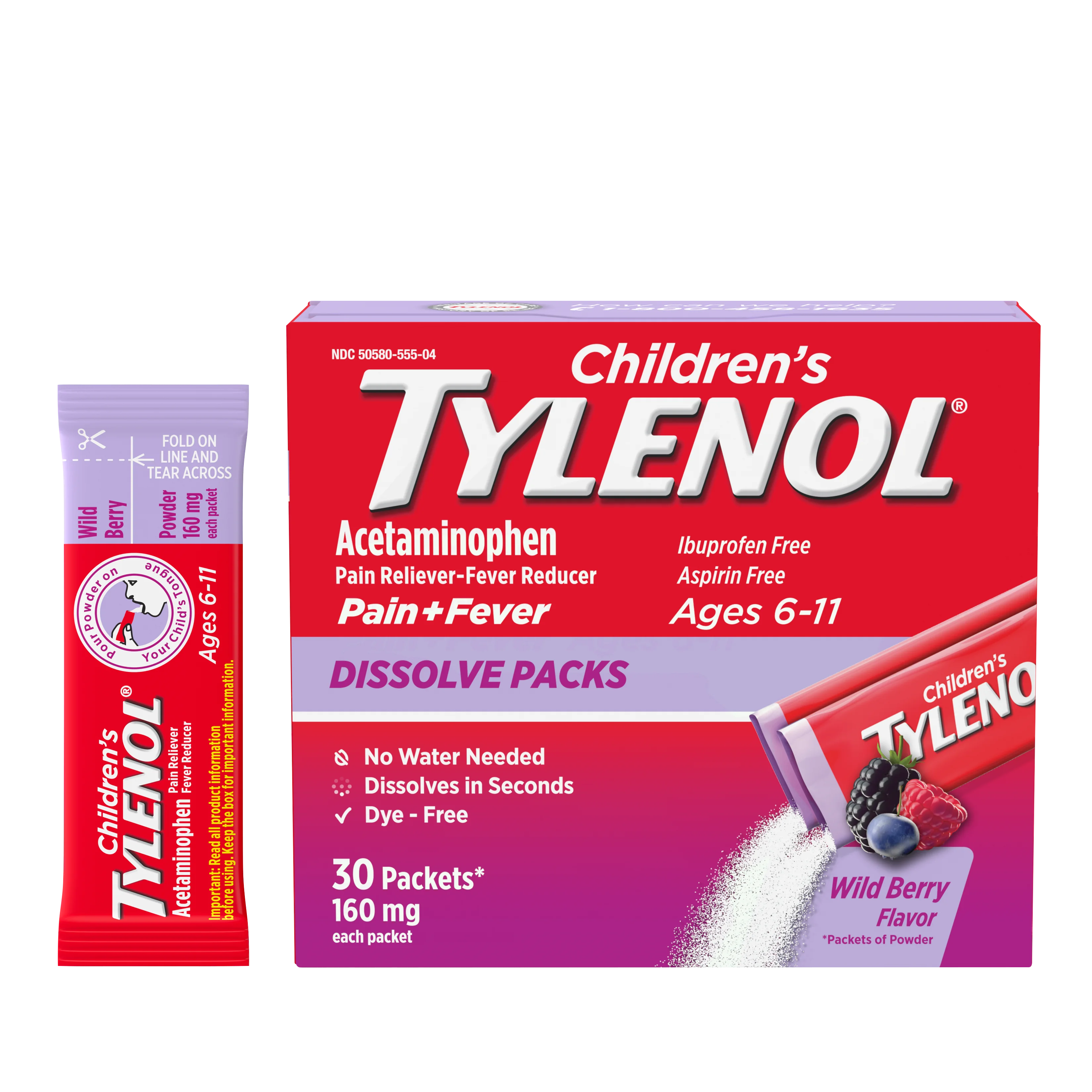 Chlidren's Tylenol® dissolve packs (paquetes para disolver)