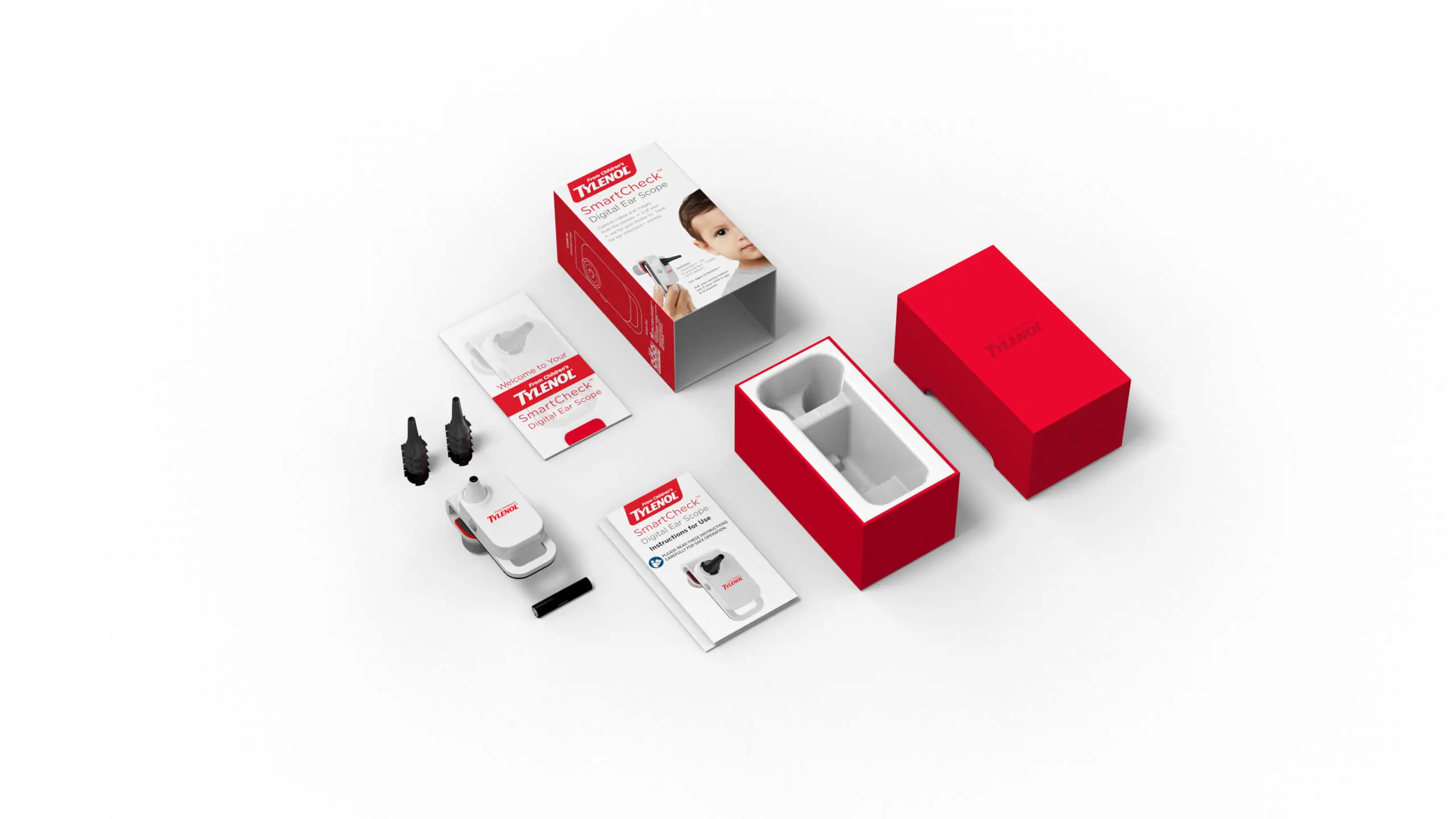 Contents of SmartCheck device laid out on table