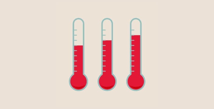 Signs of different temperature readings