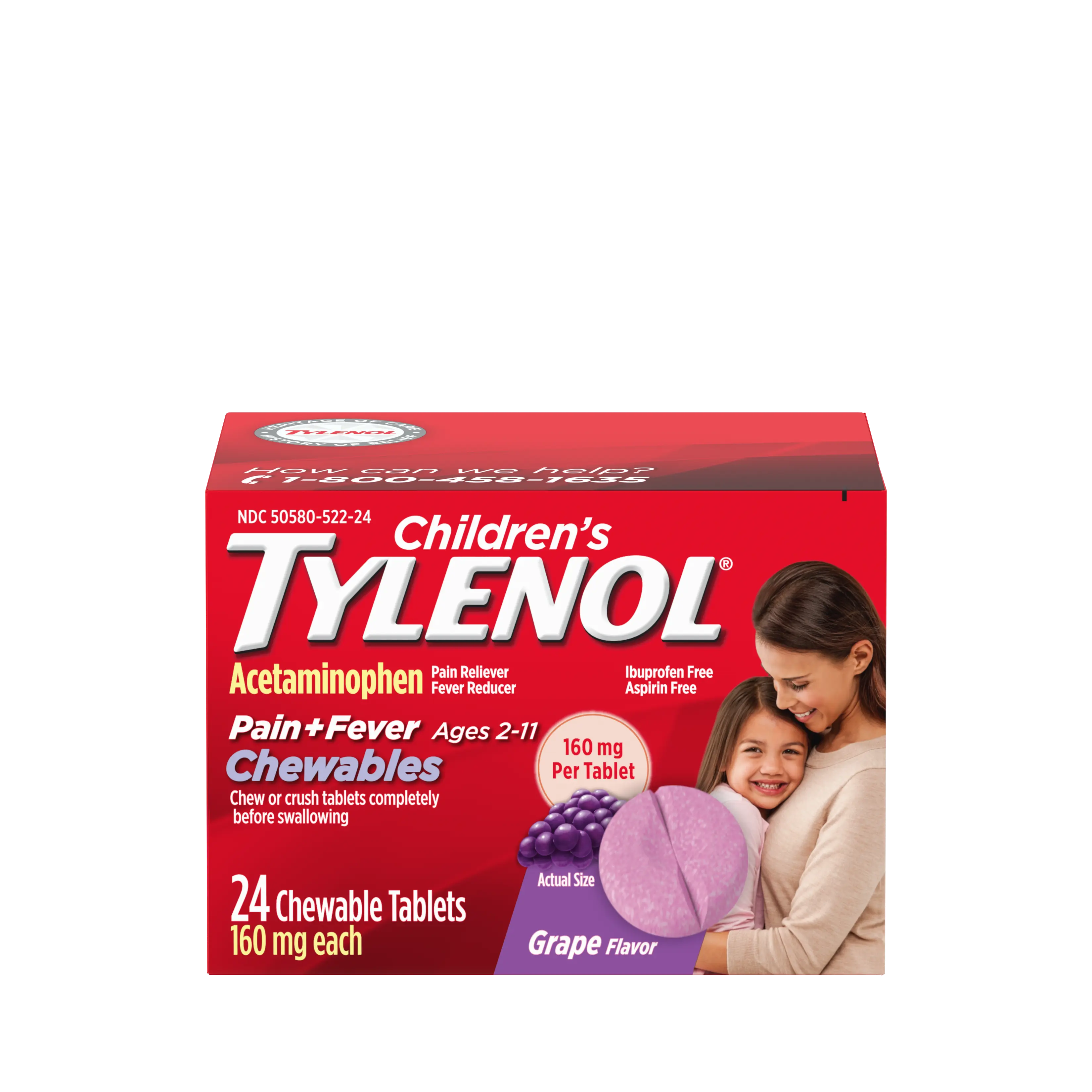 Children's Tylenol® Chewable (tabletas masticables) sabor a uva