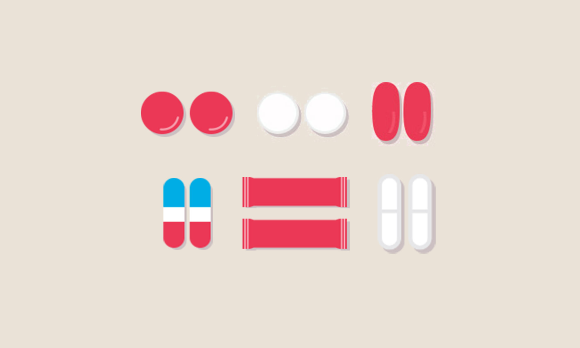 Illustrations of different TYLENOL pills