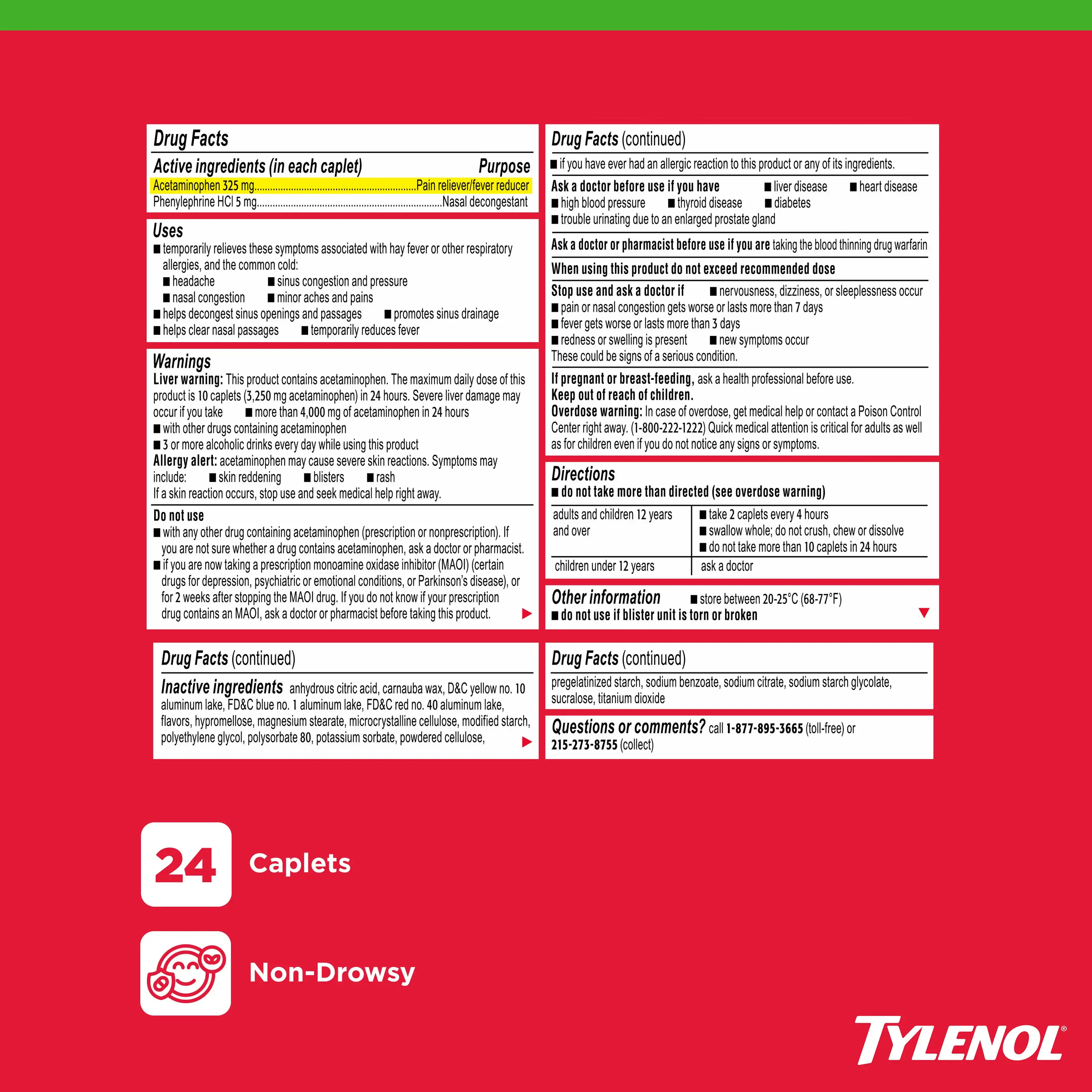 TYLENOL® Sinus + Headache Non-Drowsy Daytime Caplets
