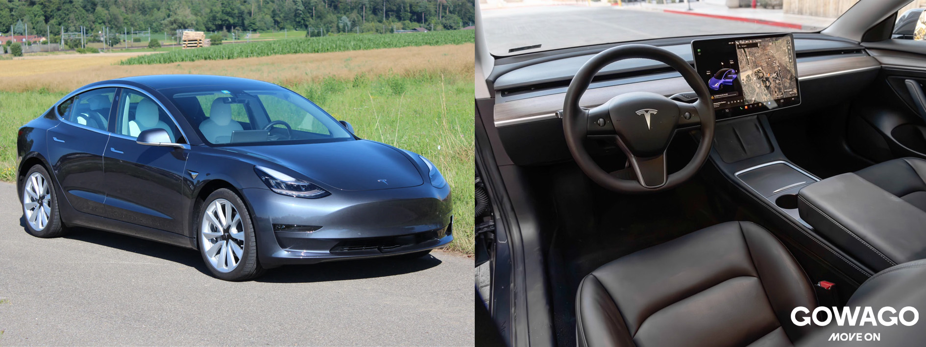 Tesla Model 3 d'occasion exterieru et interieur
