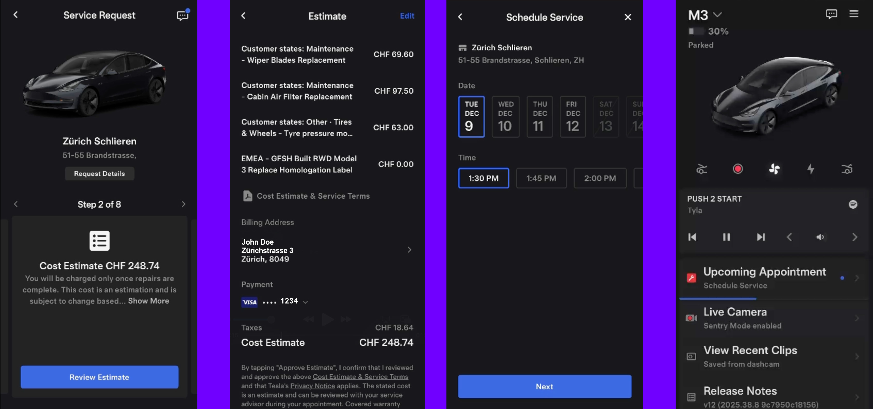 Tesla Service via App