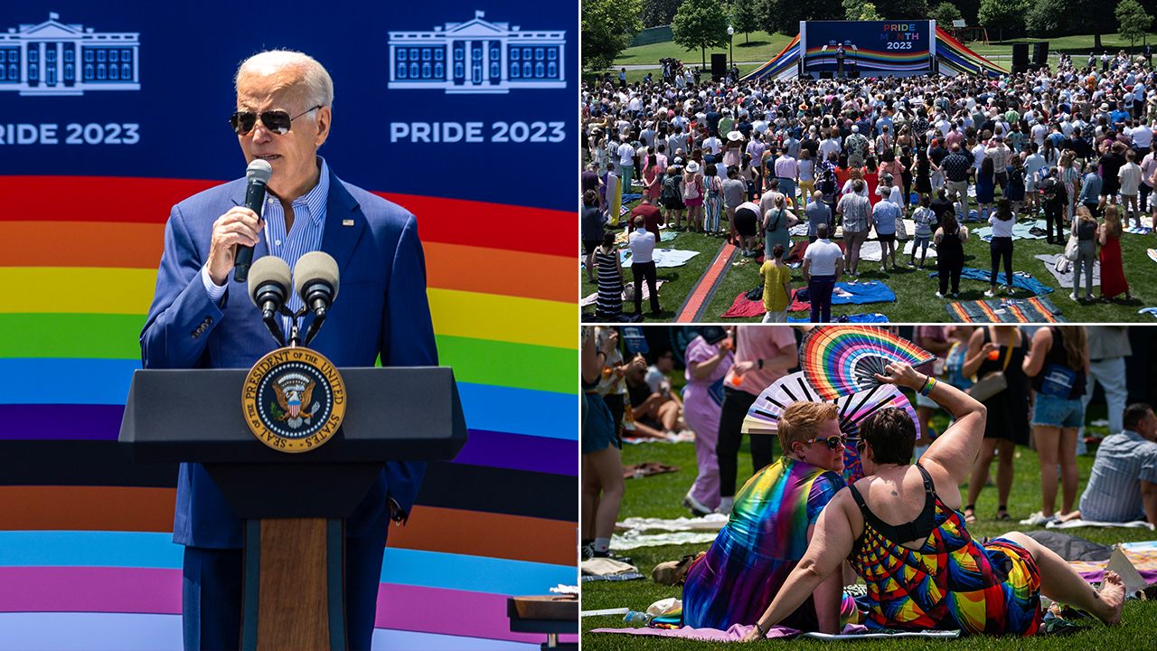 Trans activists flaunt bare breasts at White House Pride Month event