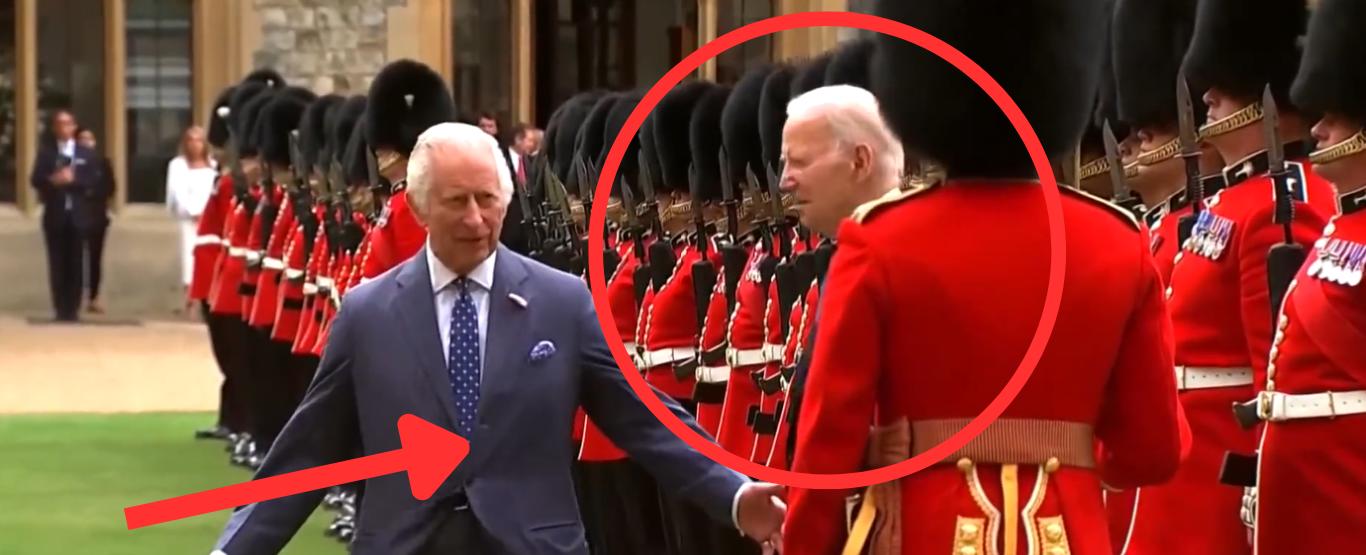 Joe Biden Tries To Talk To Standing Guard Who Can’t Talk Back, King Charles Tries To Push Him Along