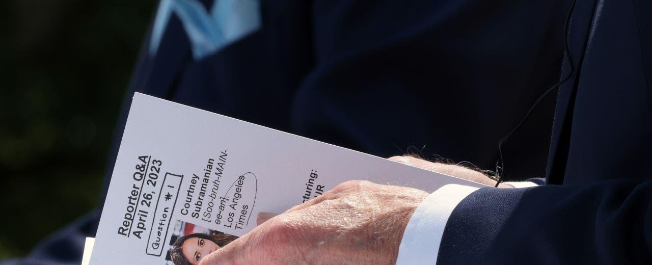 Biden caught with crib notes detailing reporter's question prior to calling on her during press conference