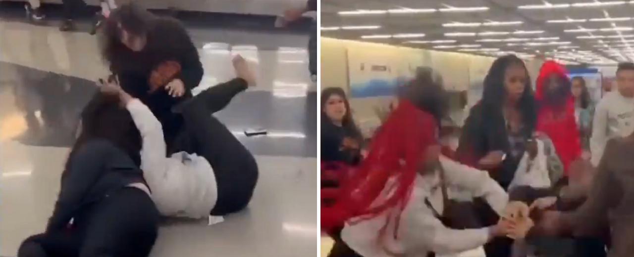 Video captures wild brawl at Chicago's O'Hare airport, leading to 2 arrests