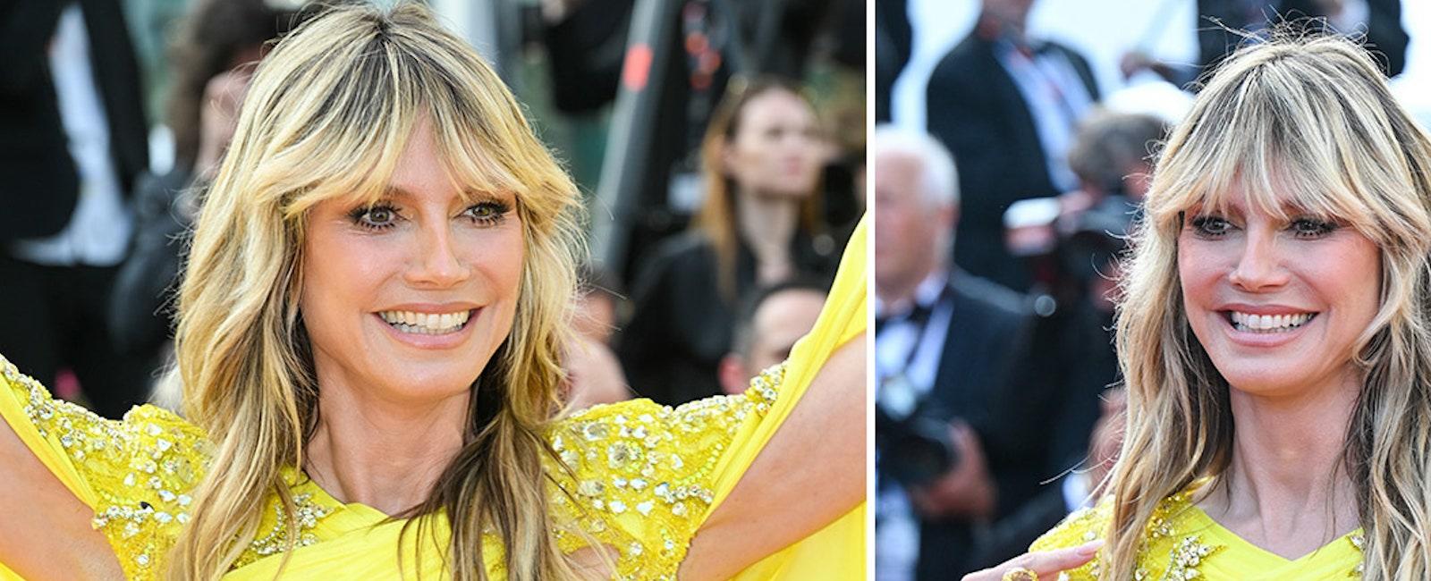 Heidi Klum suffers wardrobe malfunction at Cannes Film Festival in sexy yellow gown
