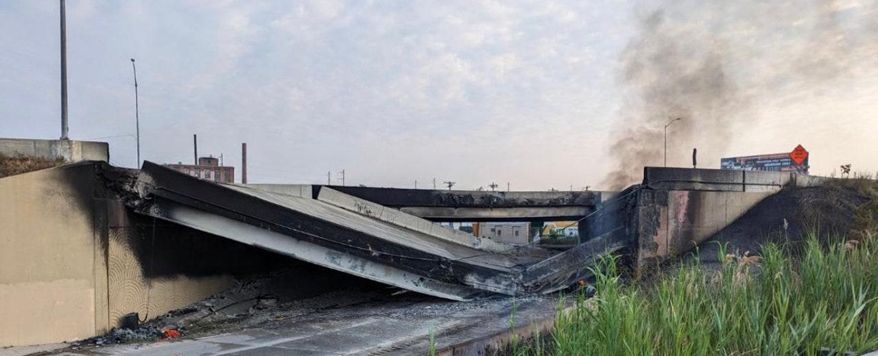 Interstate 95 collapse: Huge tanker truck fire shuts down highway outside of Philadelphia