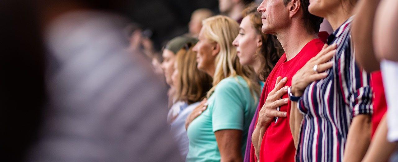 People standing for national anthem horrifies progressives in viral video: 'This feels so dystopian'