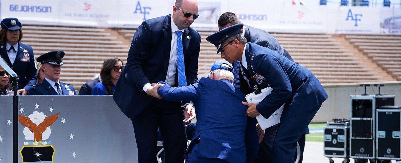 FLASHBACK: Biden, who just fell on stage, once mocked Trump for carefully walking down ramp at commencement