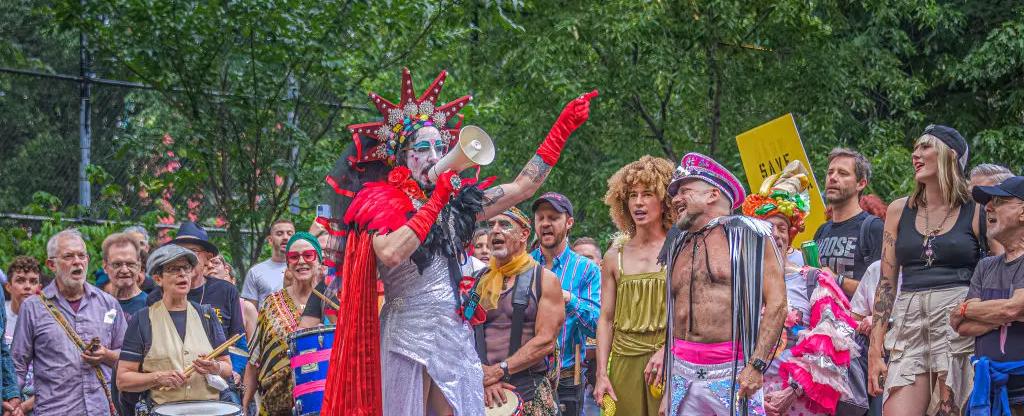 NYC drag marchers chant 'We're coming for your children' during pride event