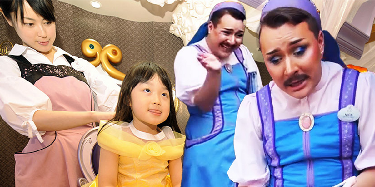 Disneyland appears to employ man in a dress to greet young girls for princess-themed dress shopping and makeover