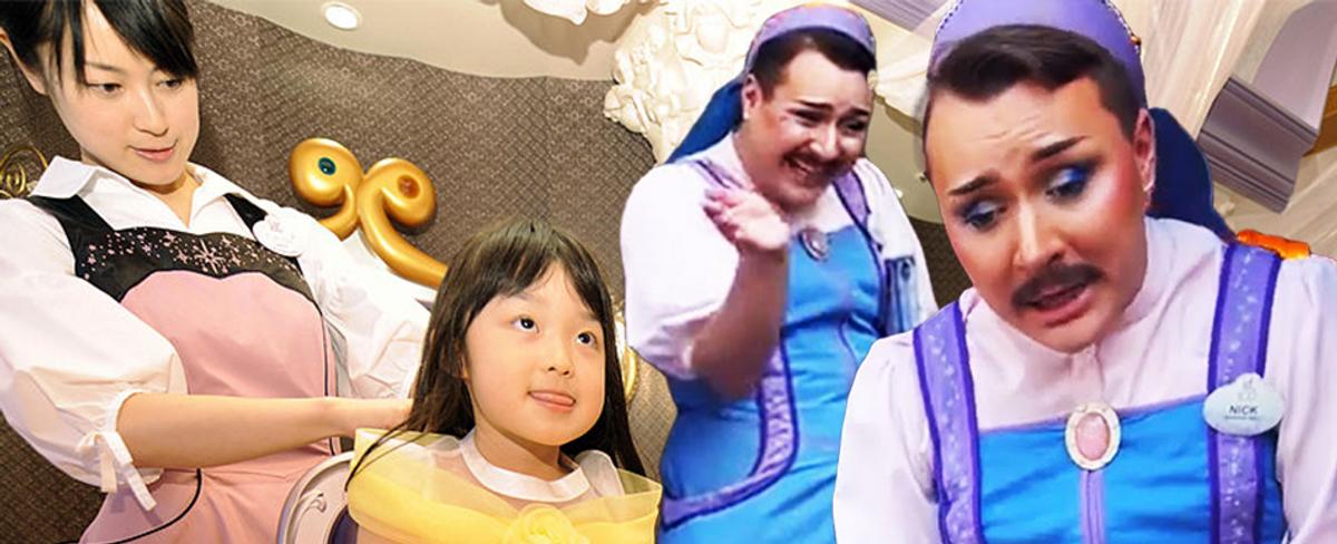Disneyland appears to employ man in a dress to greet young girls for princess-themed dress shopping and makeover