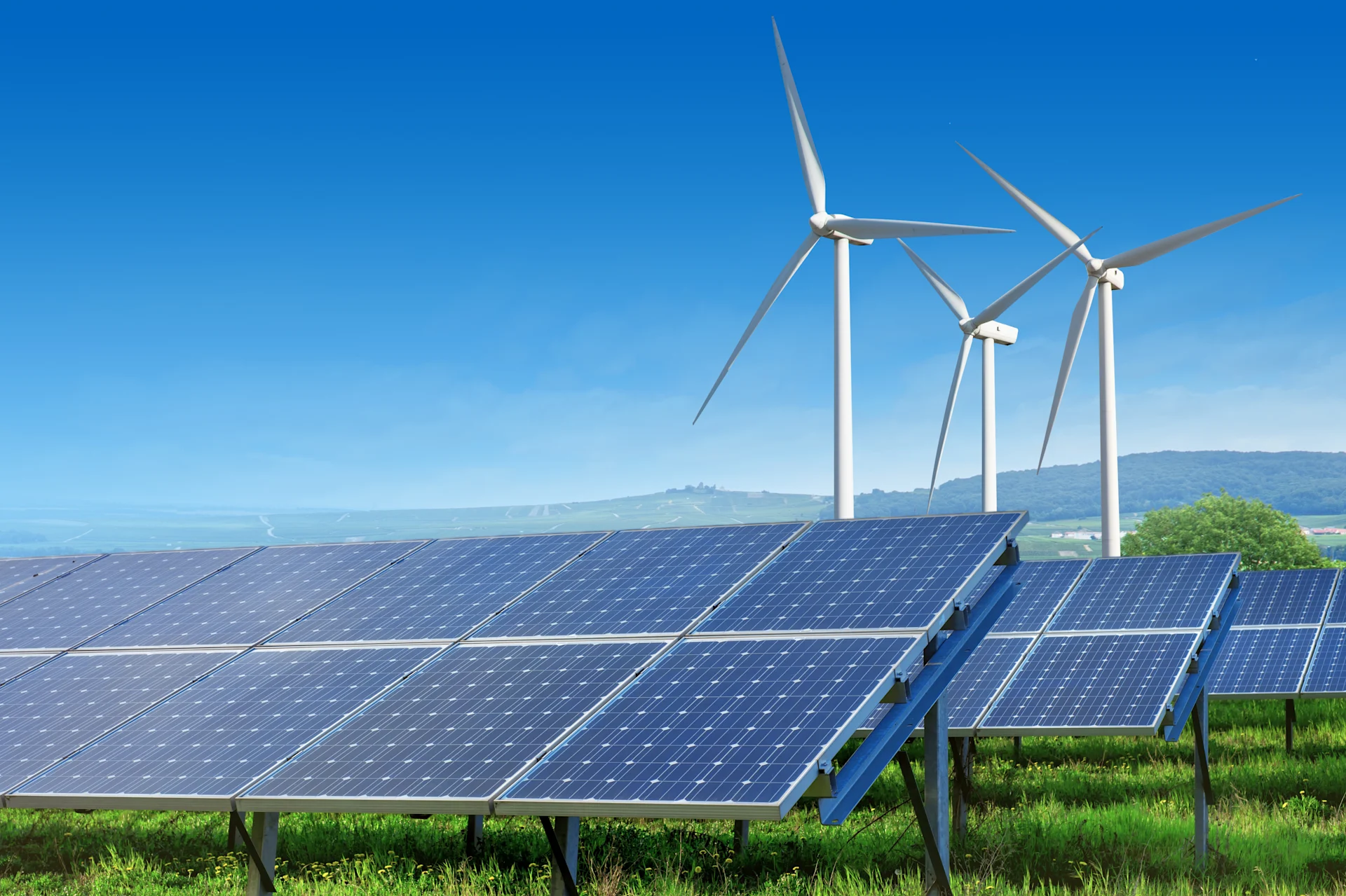 Solar panels and wind turbines Solar panels and wind turbines