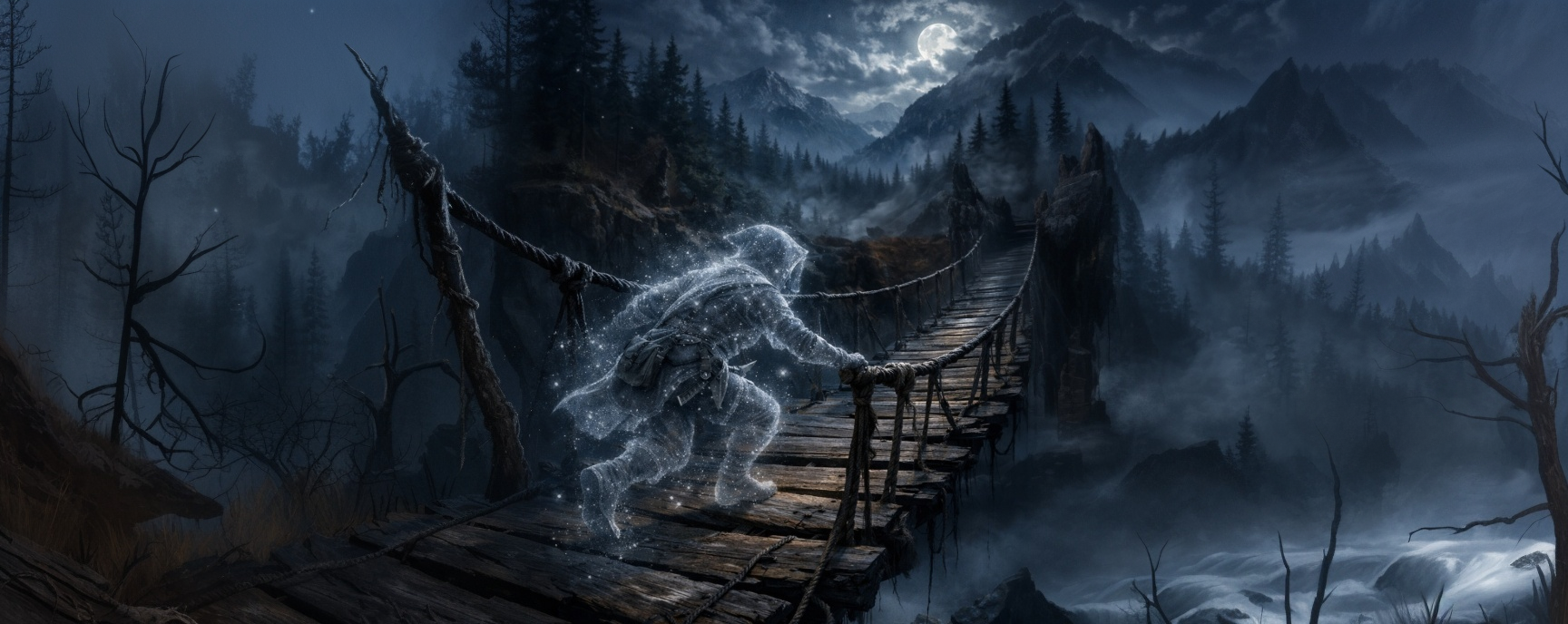 Rogue sneaking across a bridge