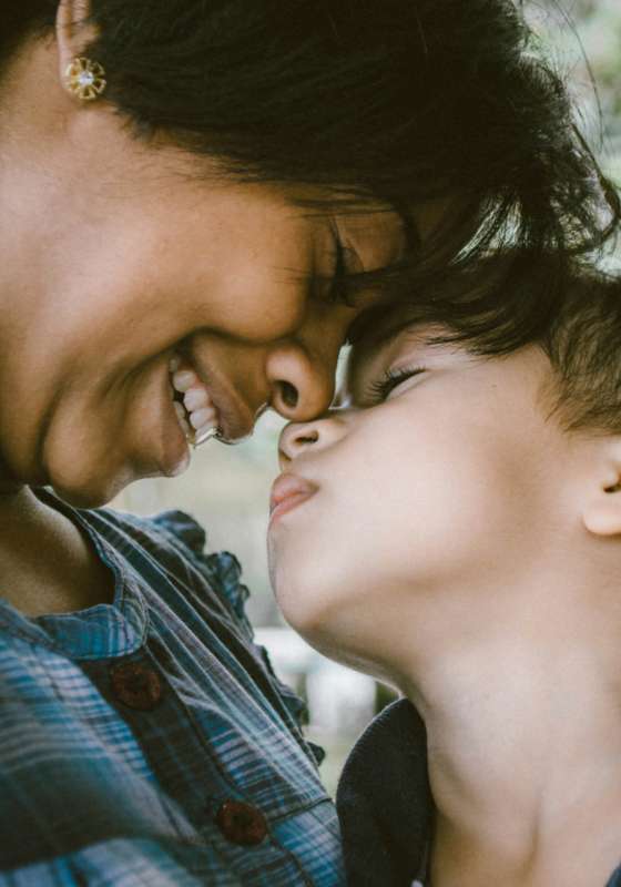 Mother and child snuggle