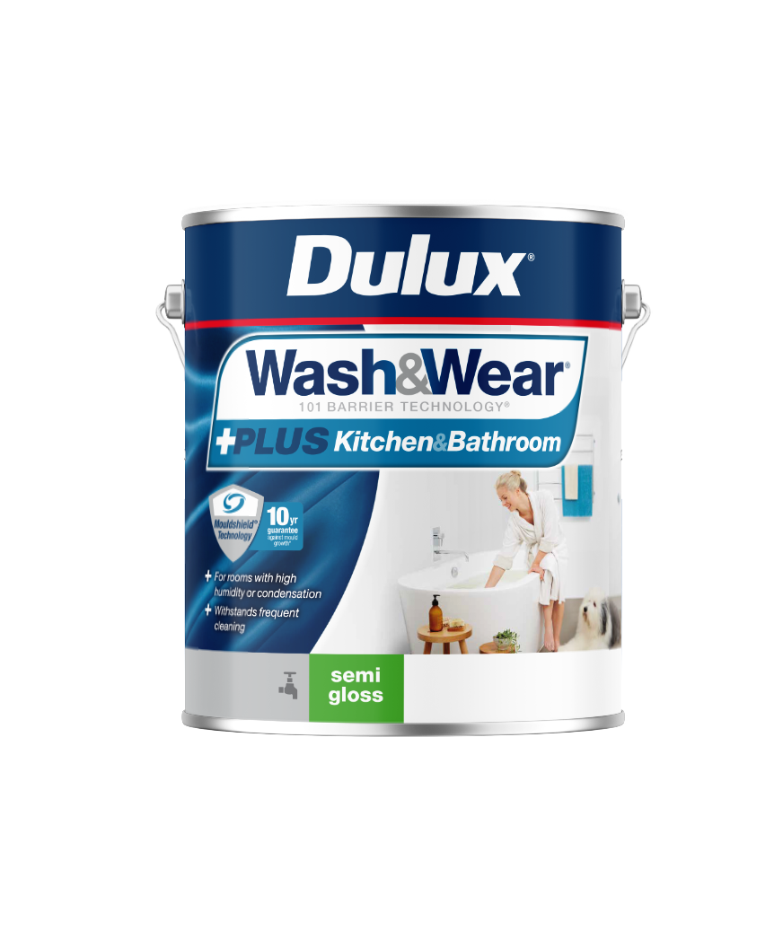 Dulux Wash&Wear Plus Kitchen Bathroom Semi Gloss 4L NZ