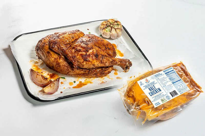 Fully cooked half chicken