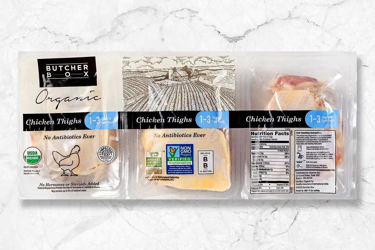 Packaged chicken thighs